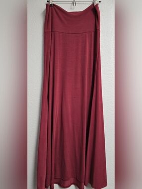 Lularoe Women's Fold-Over Waist Maxi Skirt in Wine